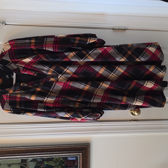 JH BRAND WOMEN'S PLUS SIZE RED & BLACK PLAID LONG SLEEVES DRESS PLUS SIZE 2X - Picture 1 of 16